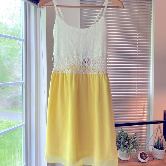 Lace Chiffon Spaghetti Strap Dress - Picture 1 of 6